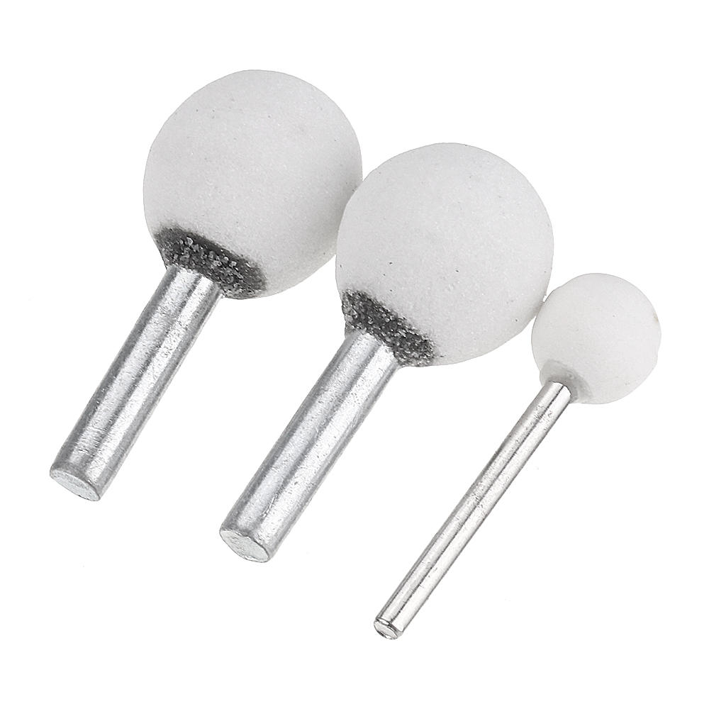 10 stuks 3x12/6x22/6x25mm schurende gemonteerde slijpsteen sferische kop wiel schuurmiddelen voor rotary tool