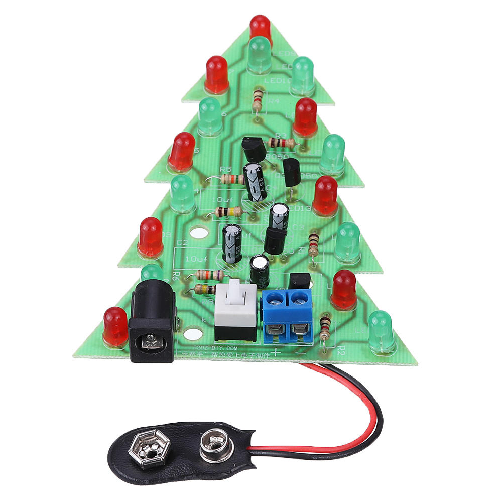 gemonteerd usb power kerstboom 16 led kleur licht elektronische pcb decoratie boom kinderen geschenk gewone versie