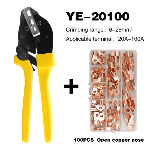 ye-20100 + 100 stuks set krimptang gereedschap draad lug u type terminal crimper tang set kabelklem tool