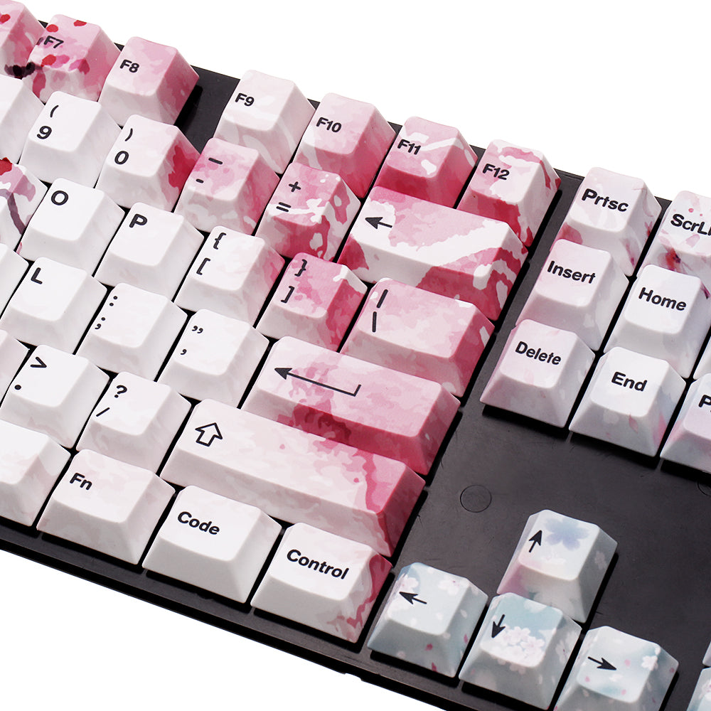 127 toetsen cherry blossom keycap-set oem-profiel pbt vijfzijdige sublimatietoetsen voor mechanisch toetsenbord
