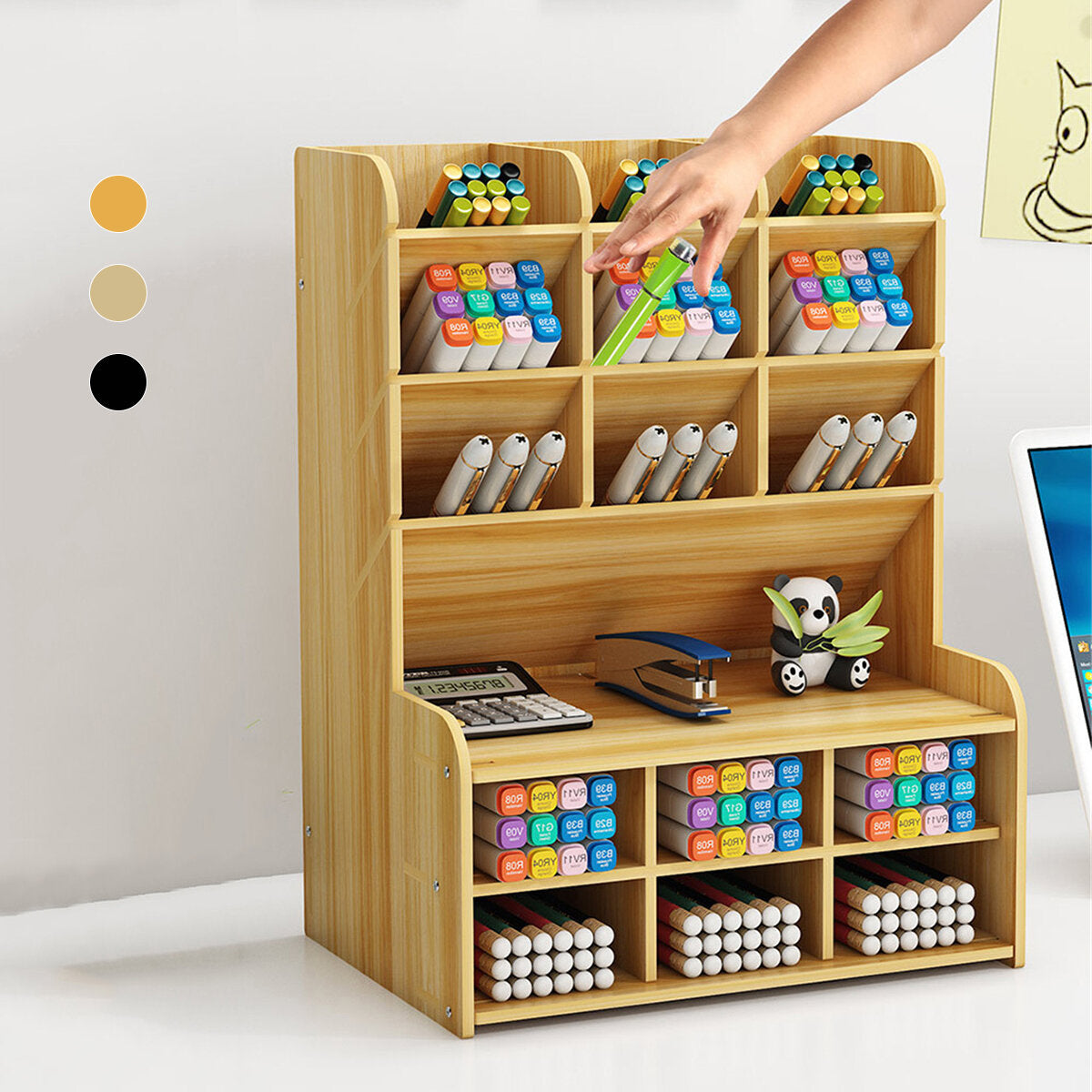 pennenhouder opbergdoos hout potlood dhz desktop container studentsk case rack