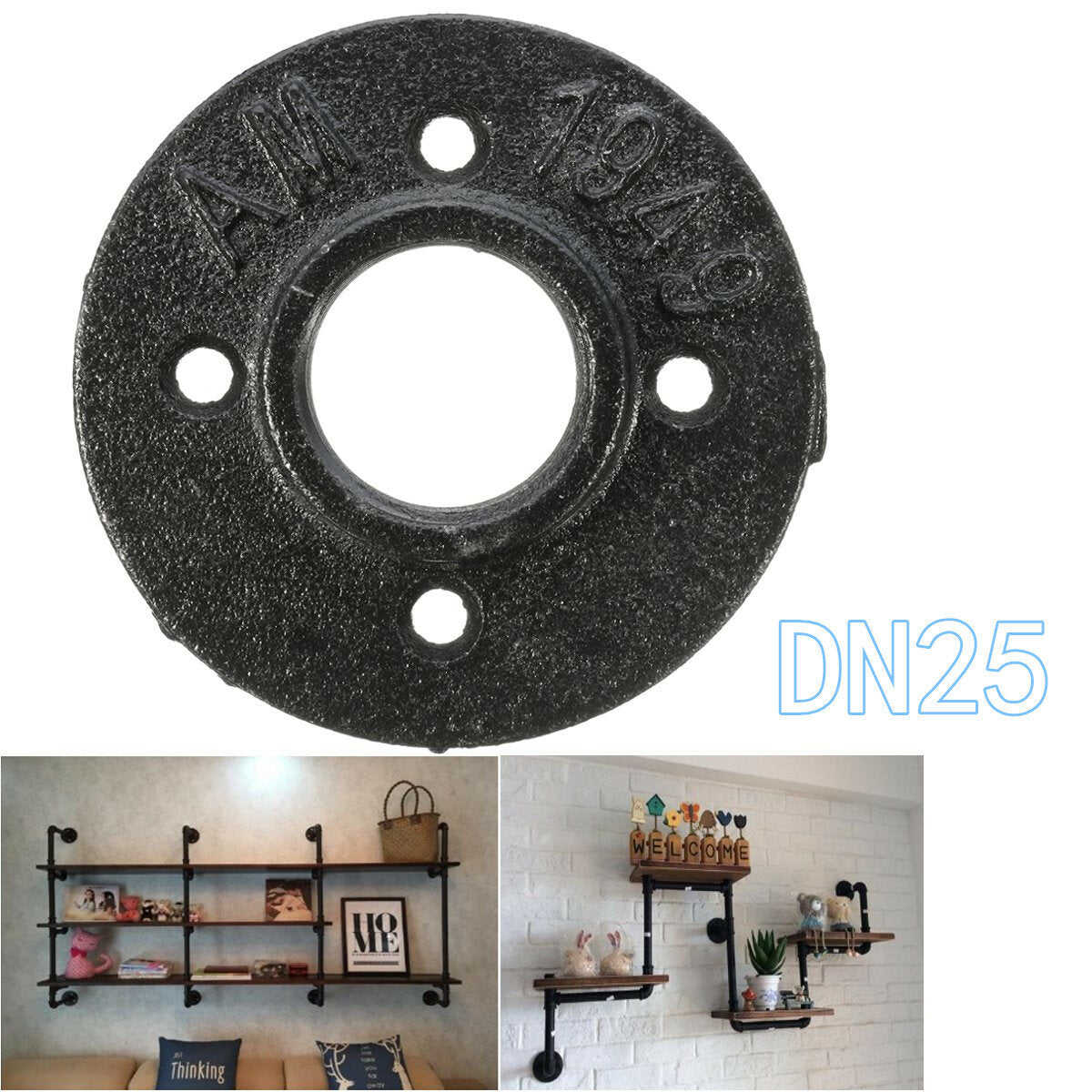 dn 15/20/25 zwarte flens ijzeren pijp vloer fitting sanitair schroefdraad vier gaten flens