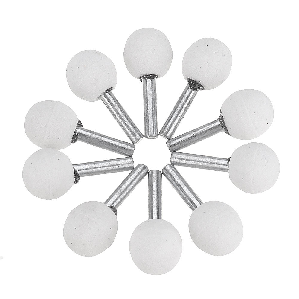 10 stuks 3x12/6x22/6x25mm schurende gemonteerde slijpsteen sferische kop wiel schuurmiddelen voor rotary tool