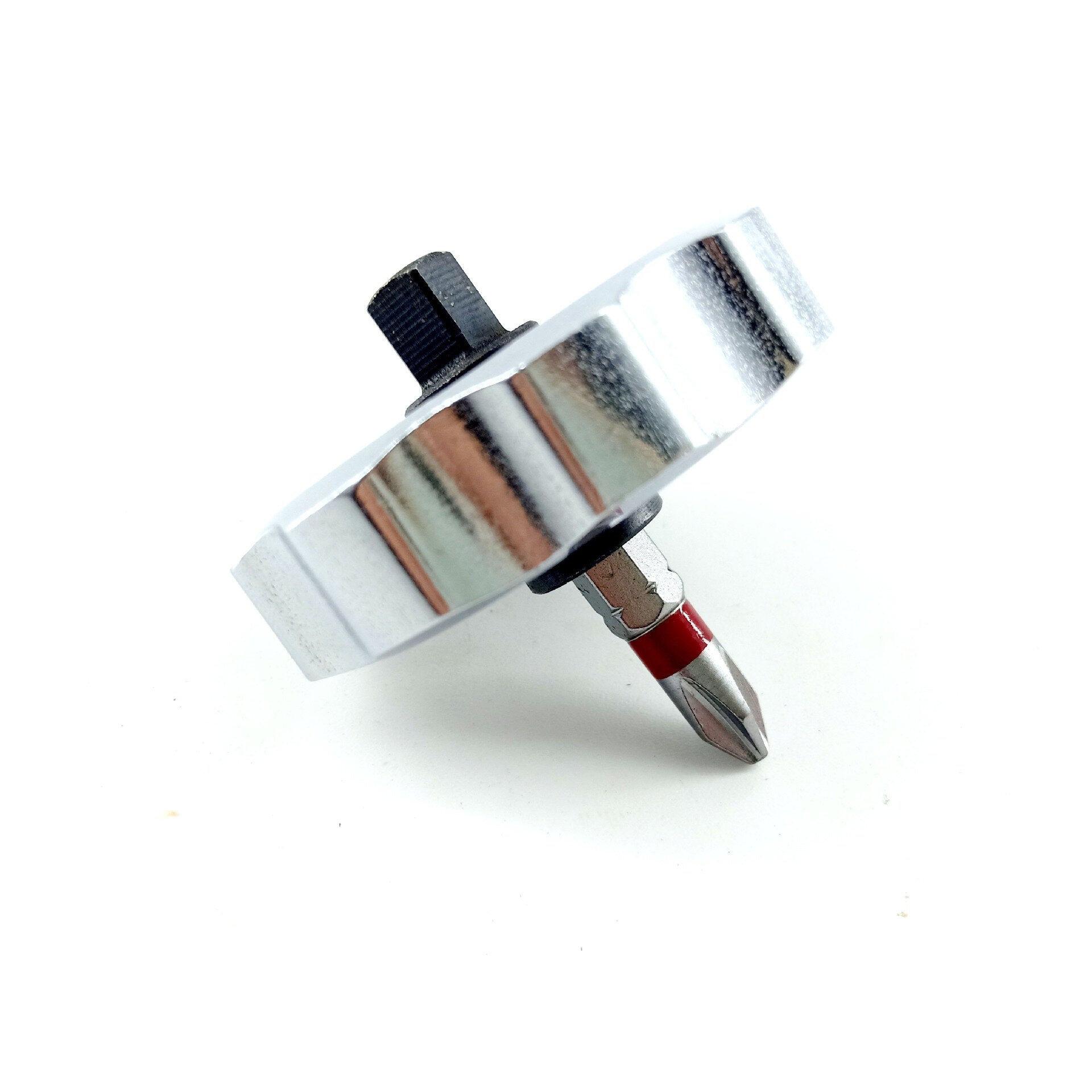 2-in-1 mini dubbele kop 1/4 inch. aandrijfvingerratel en kogelkopverlengstuk en twee schroevendraaierbits