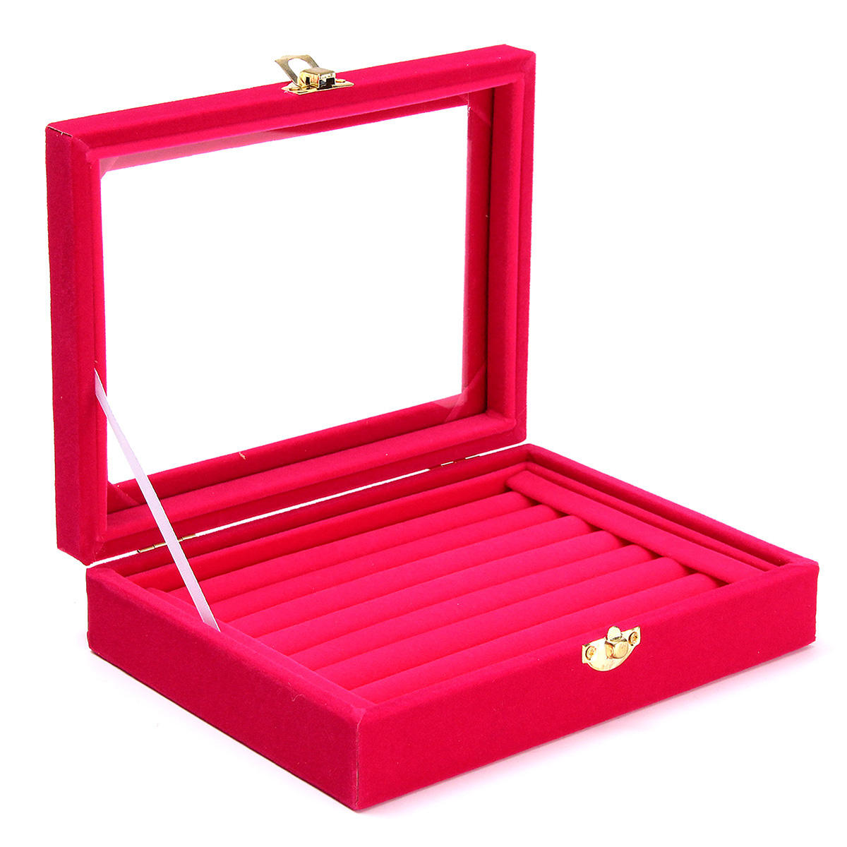sieraden fluwelen houten ring display organisator geval lade houder oorbel opbergdoos