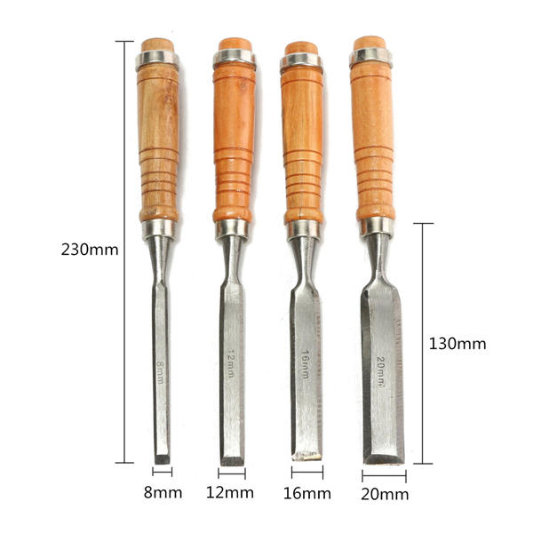 4 stuks 8/12/16 / 20mm houtwerk carving beitel gereedschap set voor houtwerk timmerman