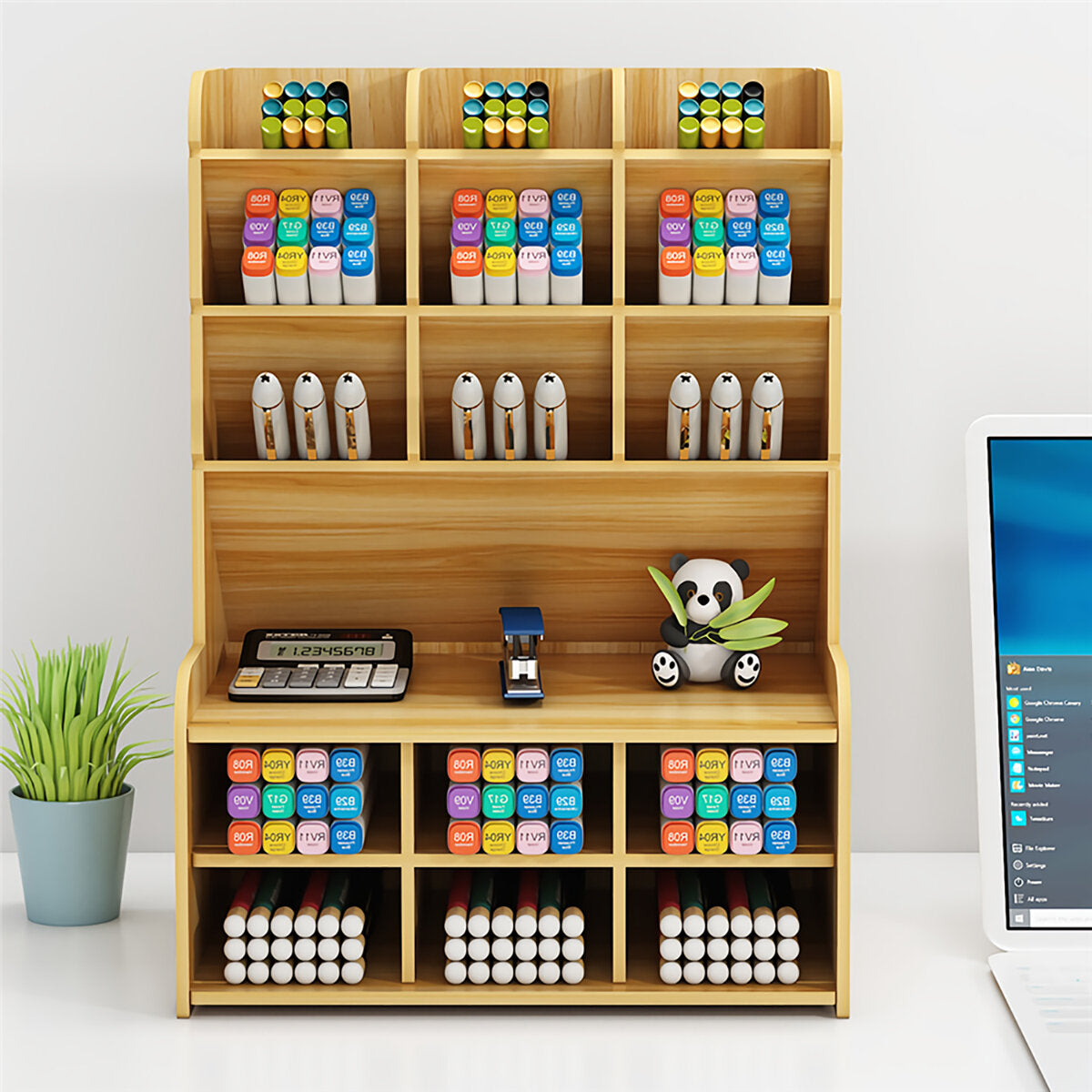 pennenhouder opbergdoos hout potlood dhz desktop container studentsk case rack