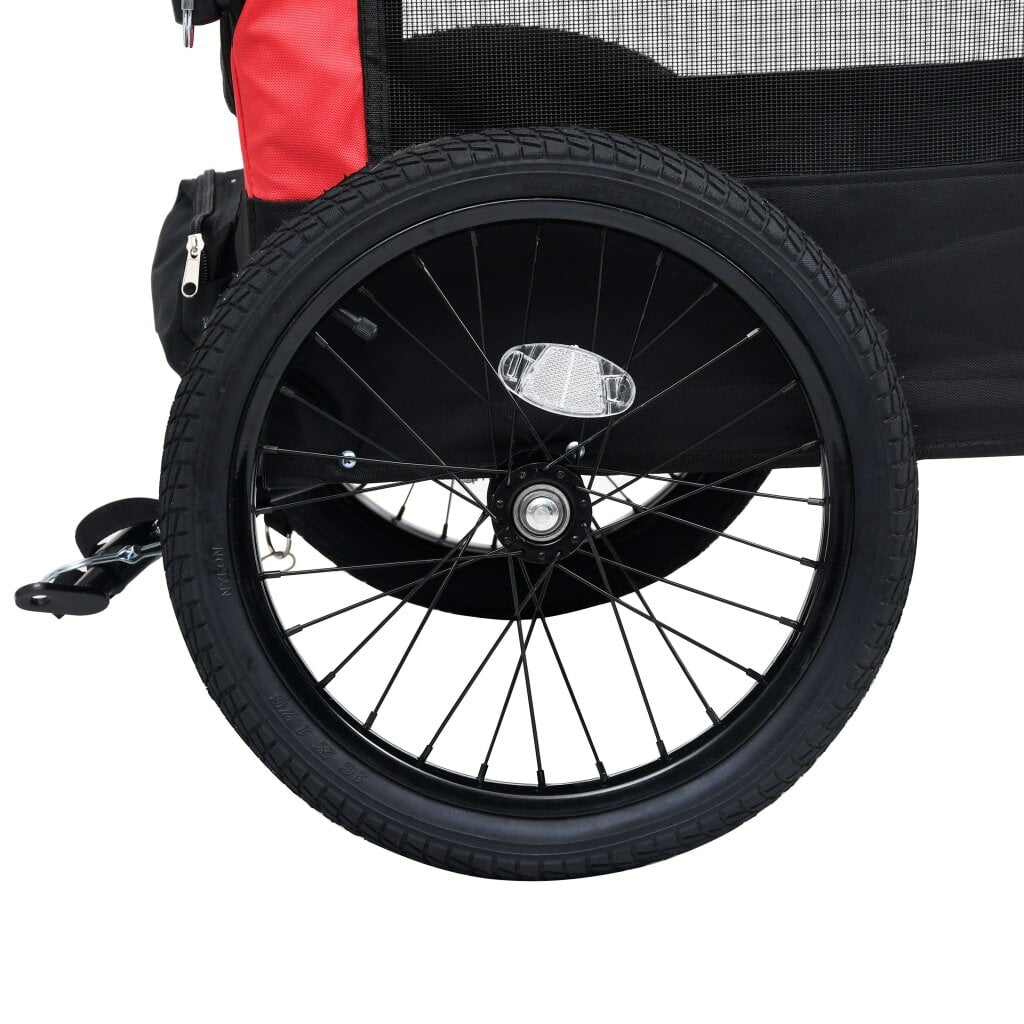 fietskar voor huisdieren 2-in-1 rollator rood en zwart
