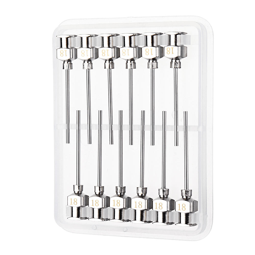 12 stuks / set 1 inch rvs blunt tip doseernaald luer lock voor spuit navullen en meten vloeistof industriële lijm applicator