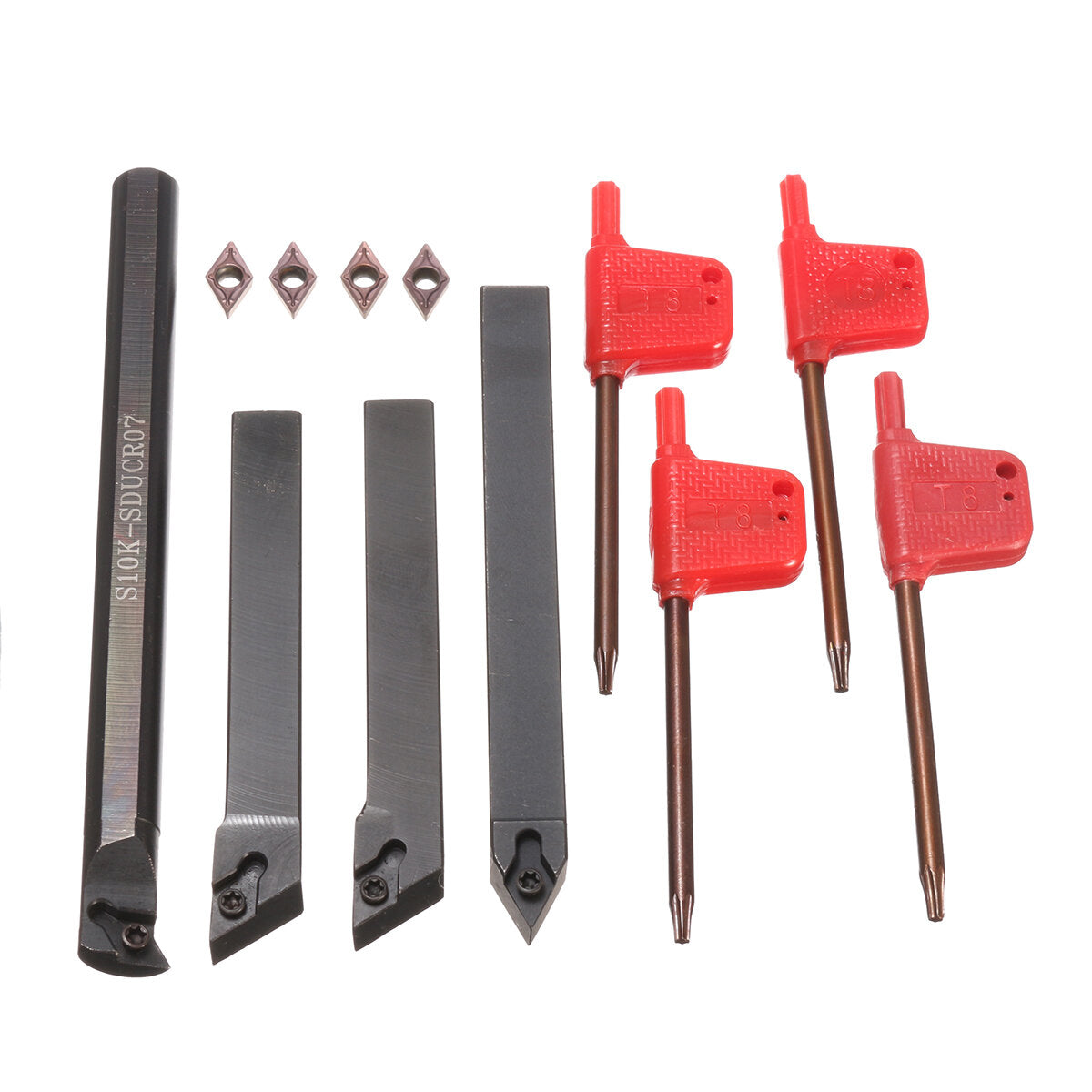 4 stuks s10k-sducr07/sdjcr/sdjcl/sdncn1010h07 draaigereedschaphouderset met 4 stuks dcmt0702 wisselplaten