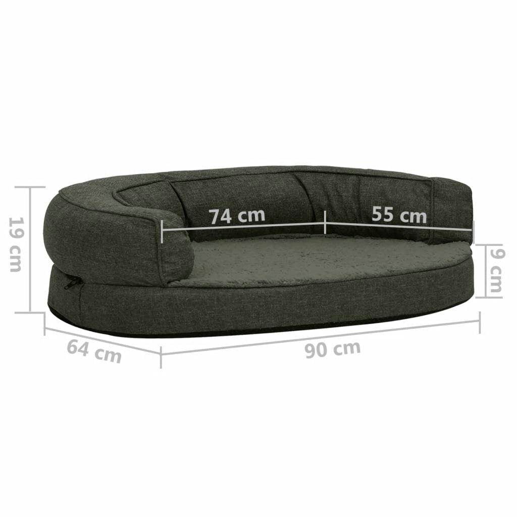 hondenmand ergonomisch linnen look 90x64 cm fleece donkergrijs