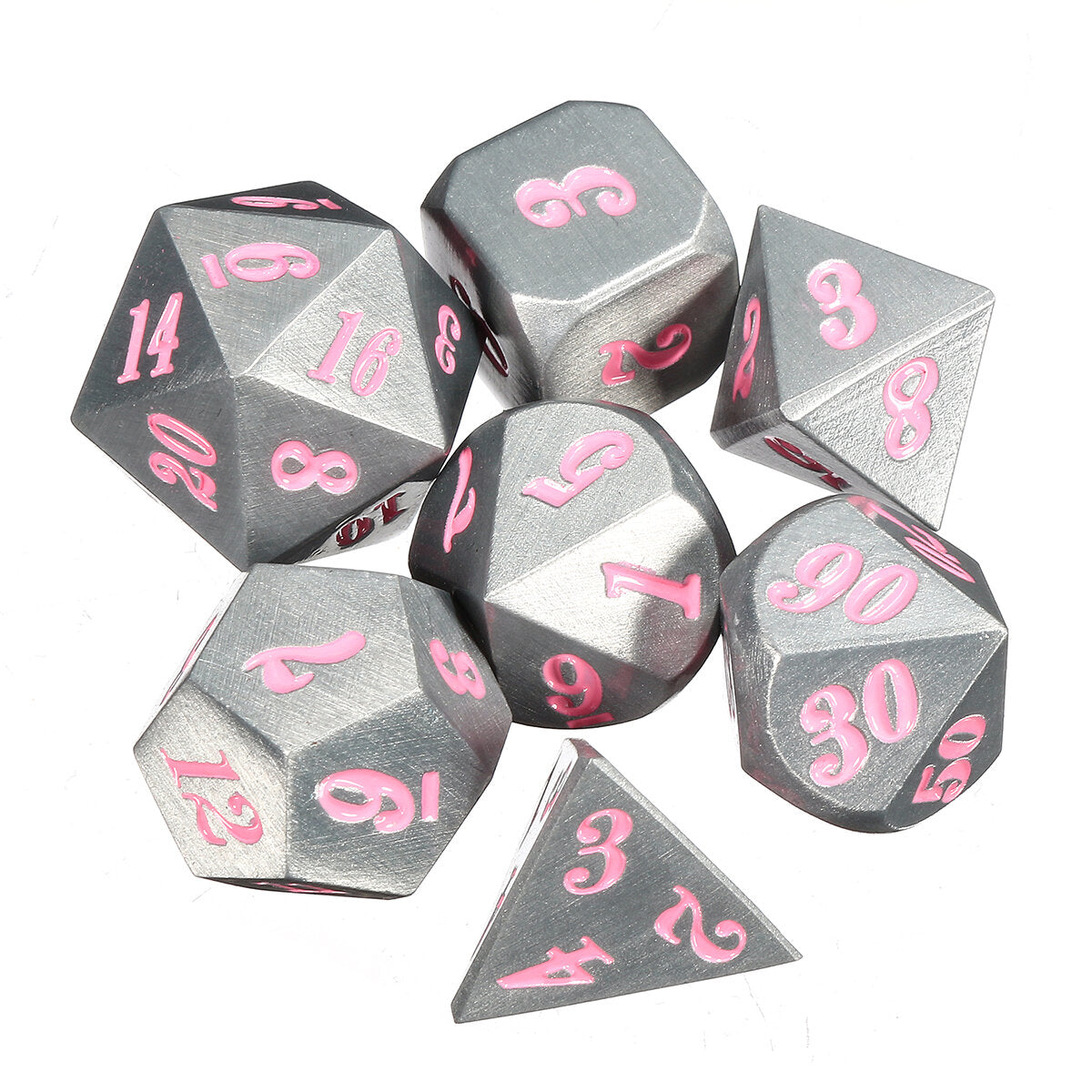 7 stuks solid metal heavy dobbelstenen set polyhedral rollenspellen gadget