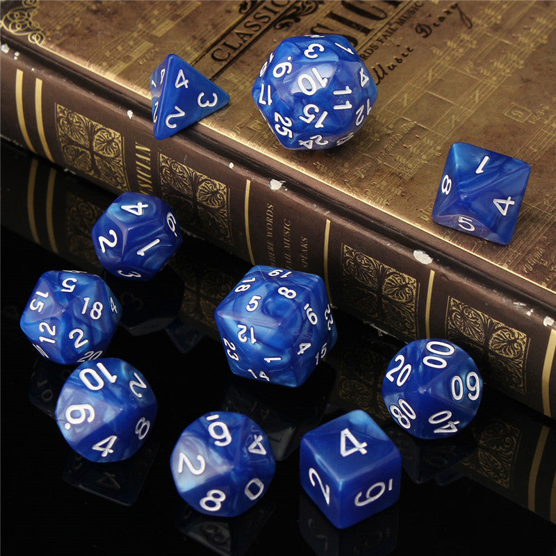 10pc/set trpg games gaming dices d4-d30 multi-sided dices 6color