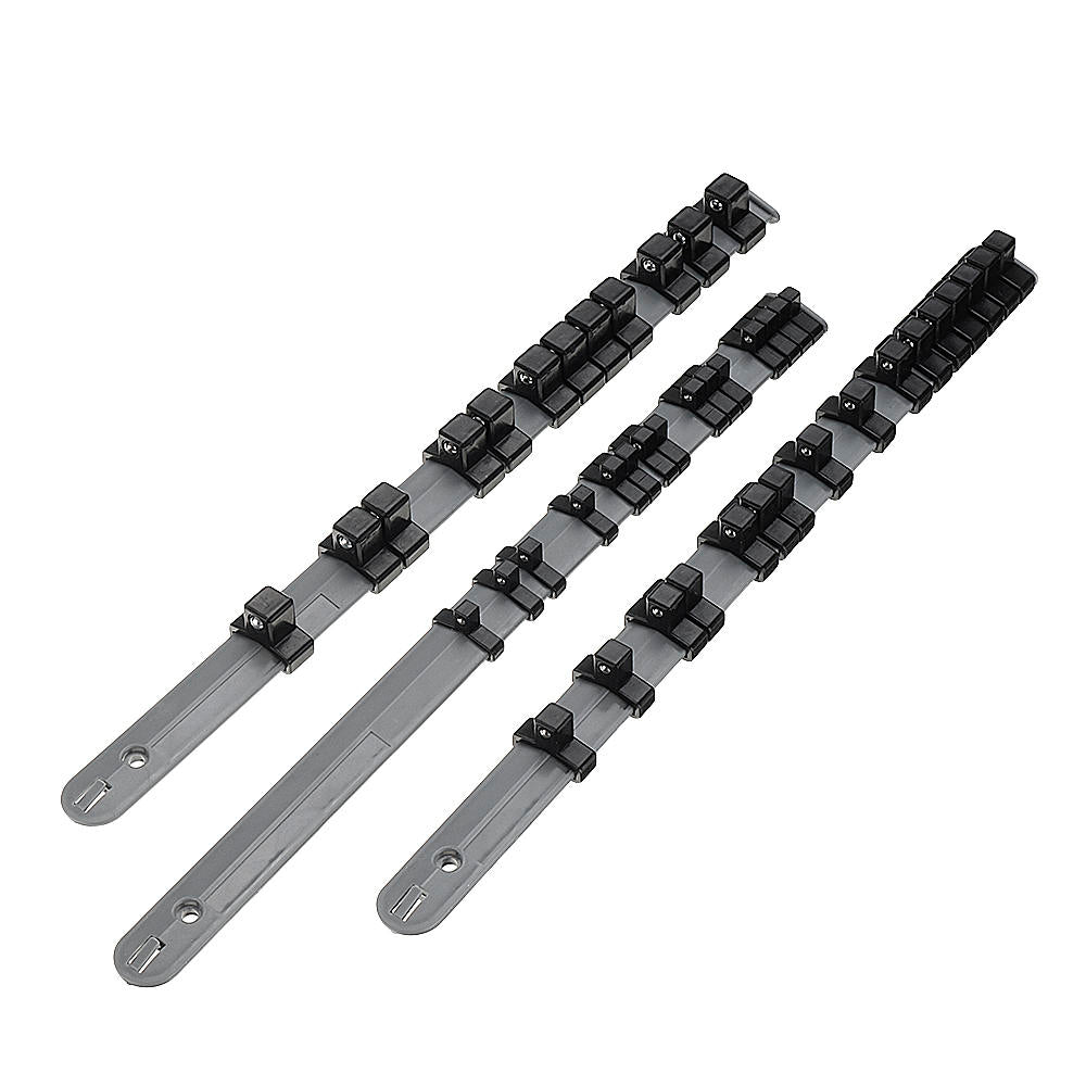 3 stuks 1/2 3/8 1/4 inch drive socket tray rail rack houders socket organizer: