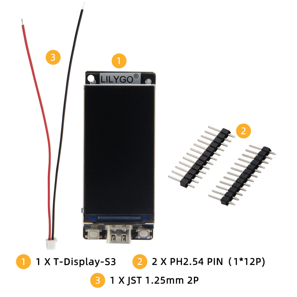 lilygo t-display-s3 esp32-s3 1.9 inch st7789 lcd-scherm development board wifi bluetooth5.0 draadloze module 170*320 resolutie