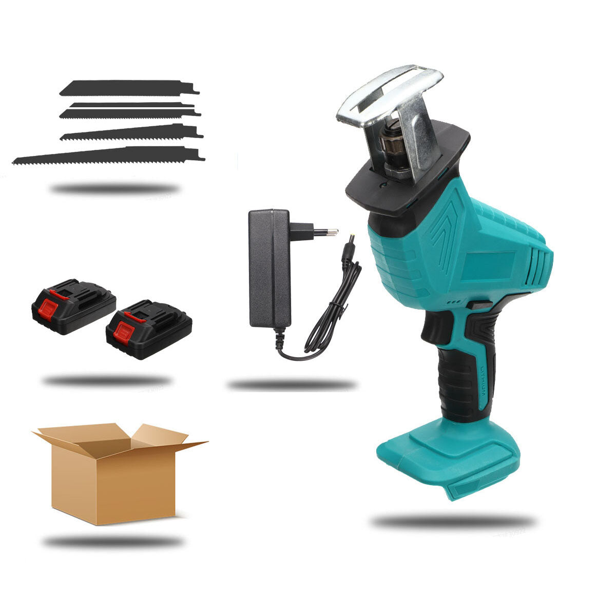 draadloze reciprozaag w/geen/1/2 batterij voor makita & 4 stuks zaagbladen houtbewerking hout cutter elektrische zaag fit makita