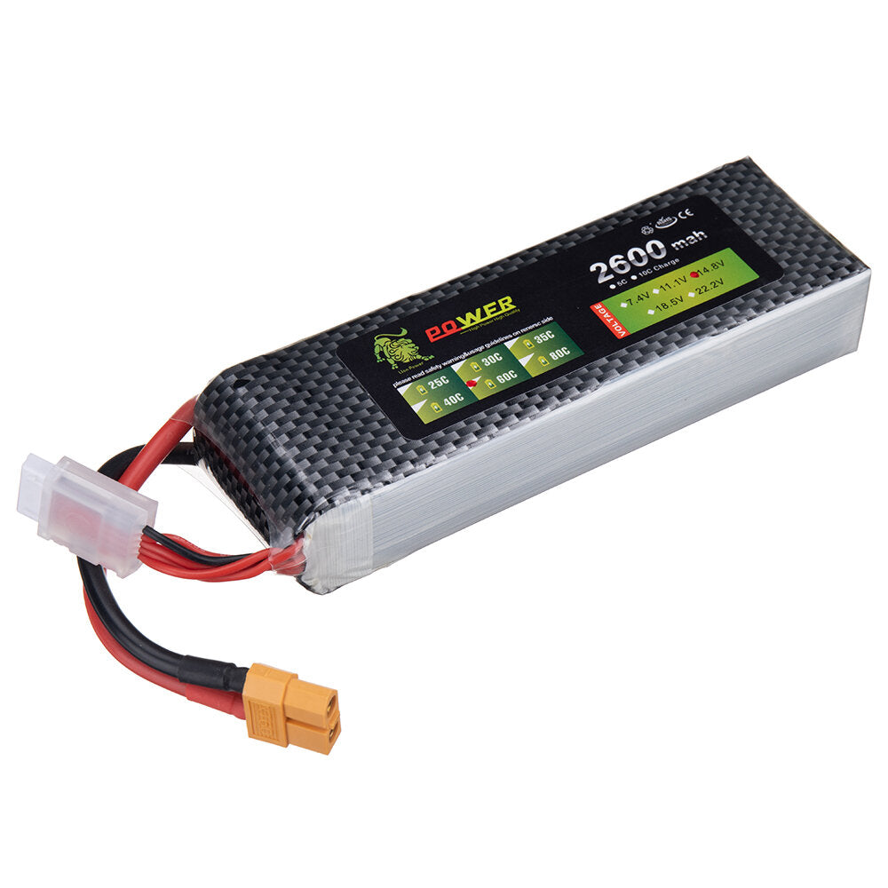 lion power 14.8v 2600mah 60c 4s lipo-batterij xt60-stekker voor rc drone