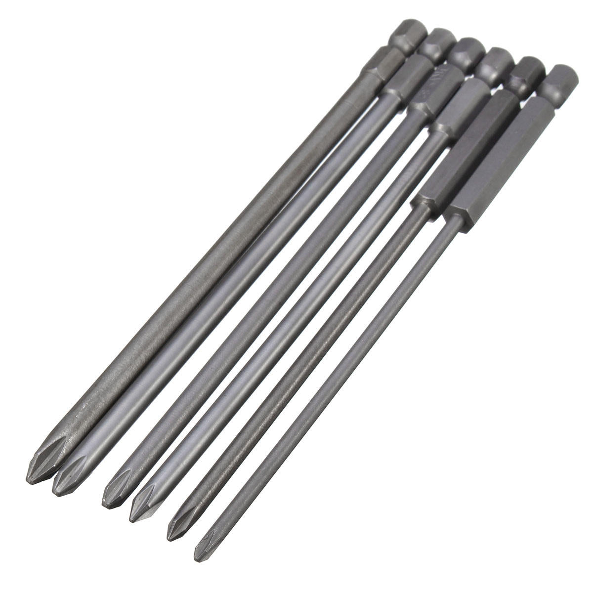 6 stuks 150 mm schroevendraaierbit 1/4 inch magnetische lange zeskantschroevendraaierbitset