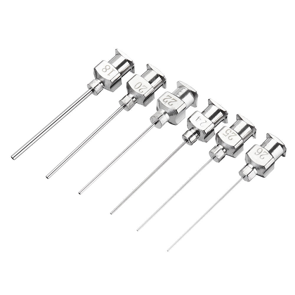12 stuks / set 1 inch rvs blunt tip doseernaald luer lock voor spuit navullen en meten vloeistof industriële lijm applicator