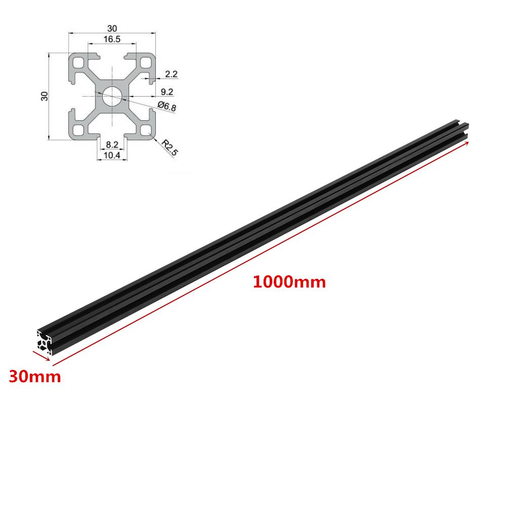 zwart 1000 mm 3030 t-sleuf aluminium profiel extrusieframe voor cnc