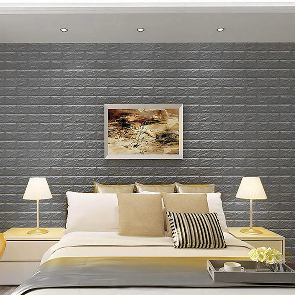 12 stuks / set 3d bakstenen muursticker zelfklevende panel decal waterdicht pe foam behang voor tv muren sofa achtergrond muur decor