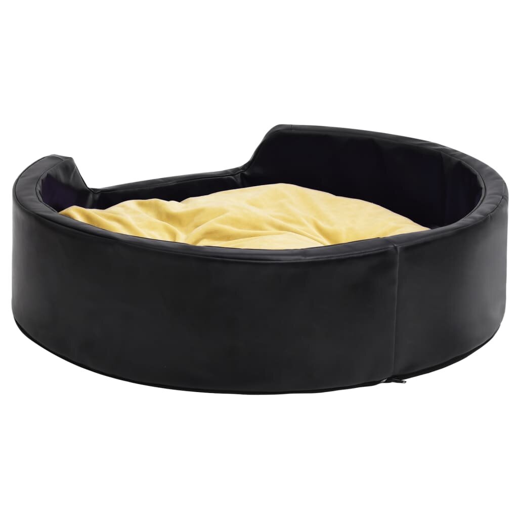 hondenbed 90x79x20 cm pluche en kunstleer zwart en geel