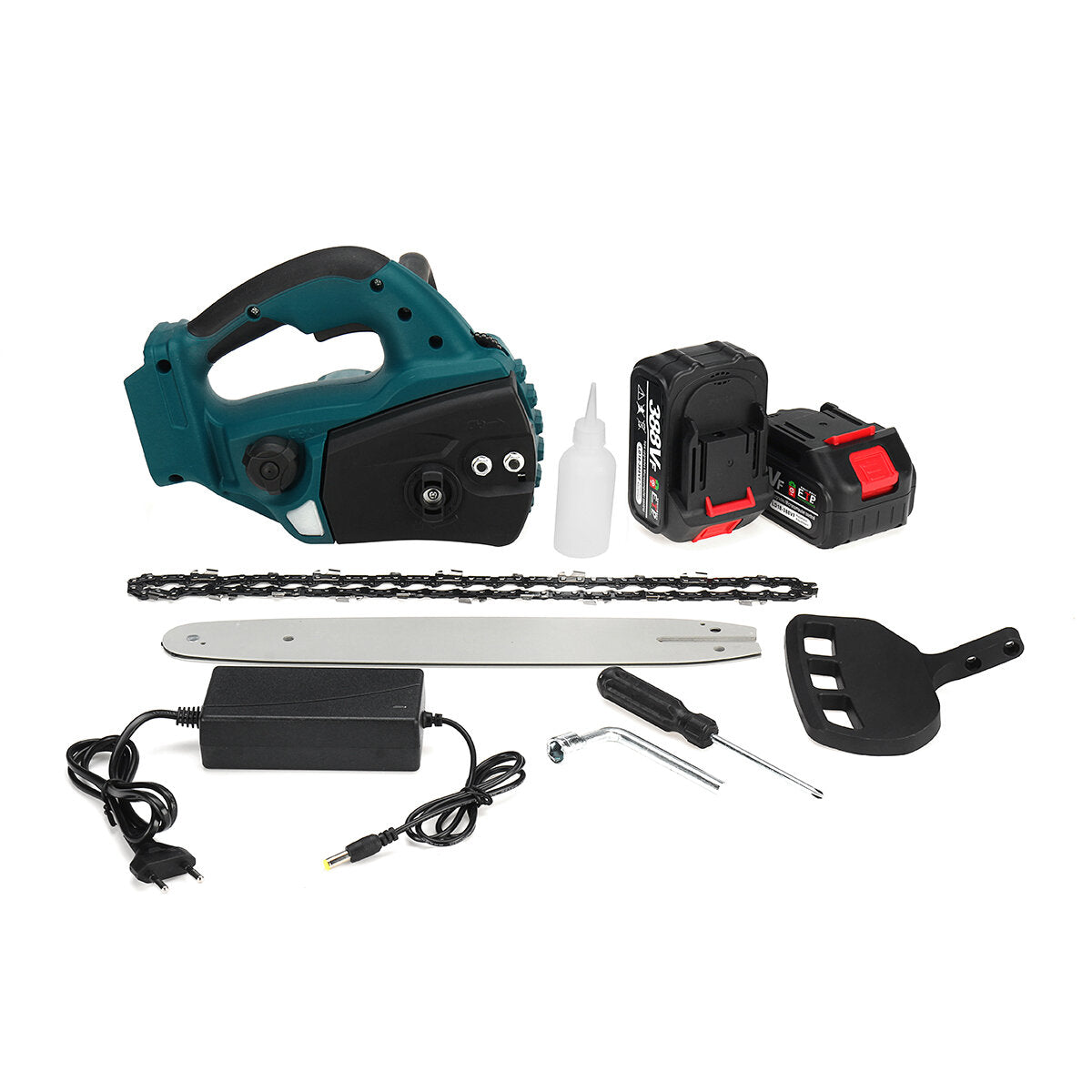 388vf 5000w 10 inch draagbare elektrische kettingzaag snoeien kettingzaag oplaadbare houtbewerking elektrisch gereedschap hout cutter w/1/2 batterij eu plug