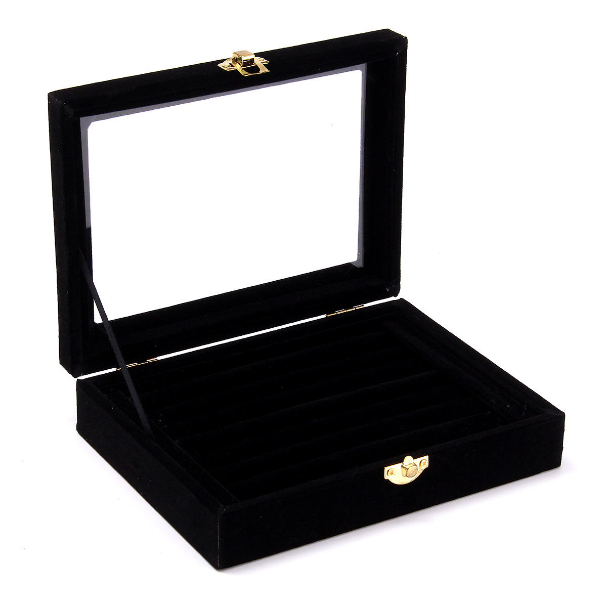 sieraden fluwelen houten ring display organisator geval lade houder oorbel opbergdoos