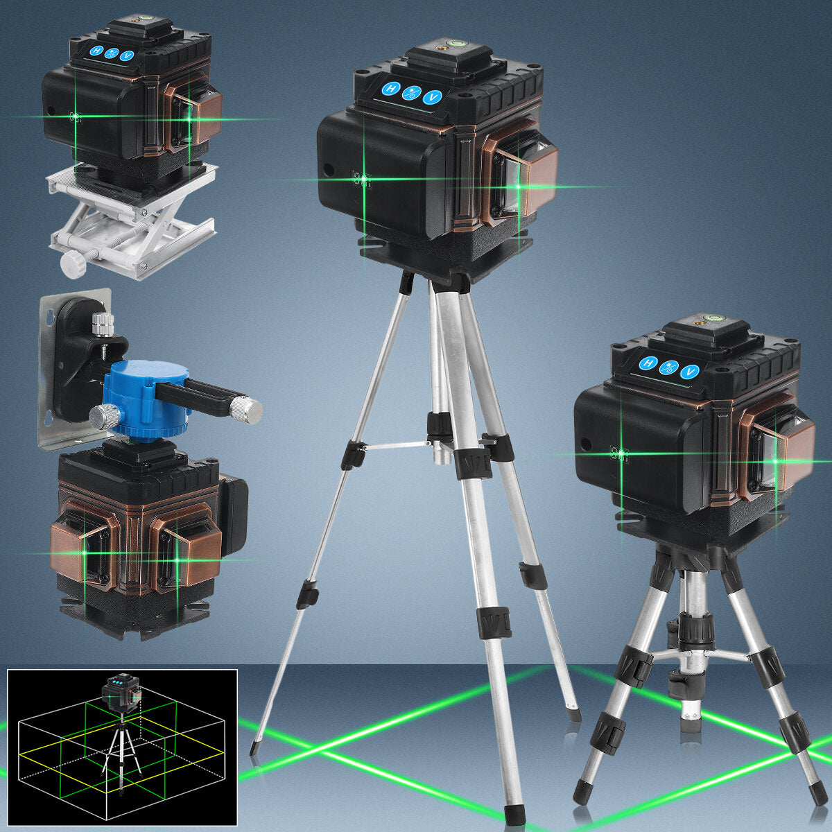 8/12/16 lijn laserniveau met groen licht digitale zelfnivellerende 360 graden roterende meting