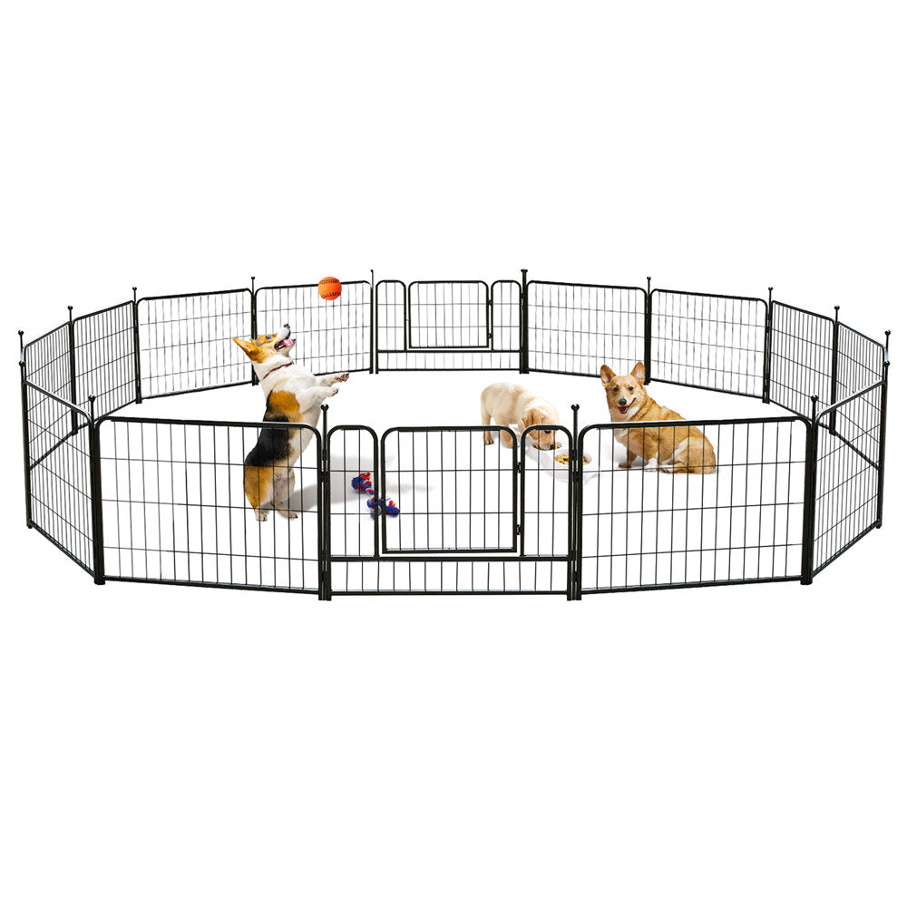 toocapro hondenpen 16 panelen 24-inch hoge rv hondenbox buiten / binnen. hondenhek oefening huisdier pen voor honden met metalen bescherm ontwerpstokken. opvouwbare huisdierenbarrière met deur