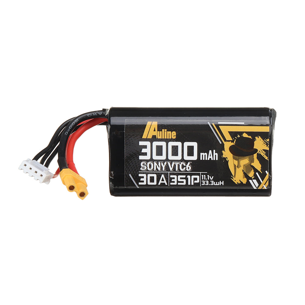 auline vtc6 3s 11.1v 3000mah 30a 3s1p li-ionbatterij xt30 stekker voor 3-inch rc drone