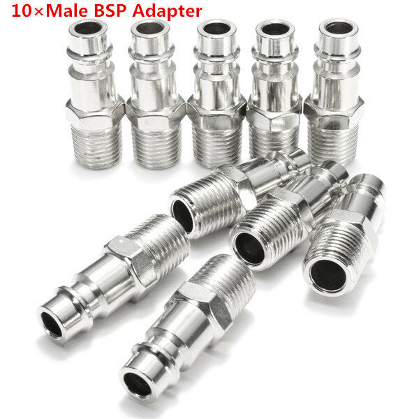 10 stuks 1/4 inch mannelijke / vrouwelijke bsp adapter perslucht snelkoppelingsslang