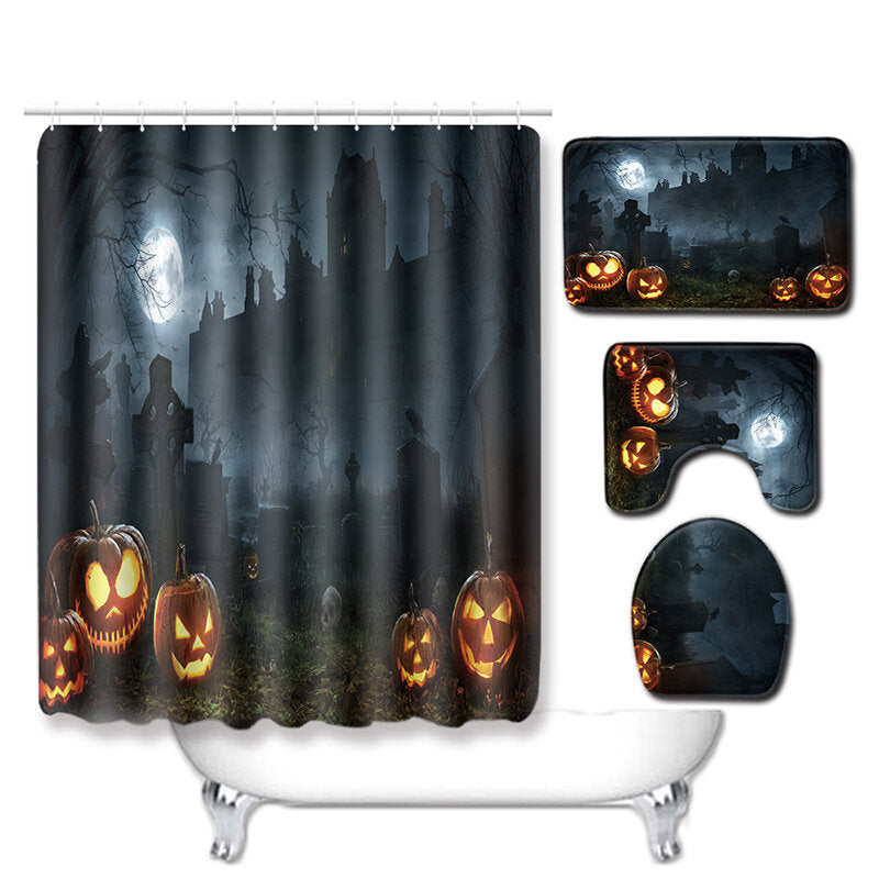 halloween douchegordijn wc soft fluwelen antislip keukenmat type 7