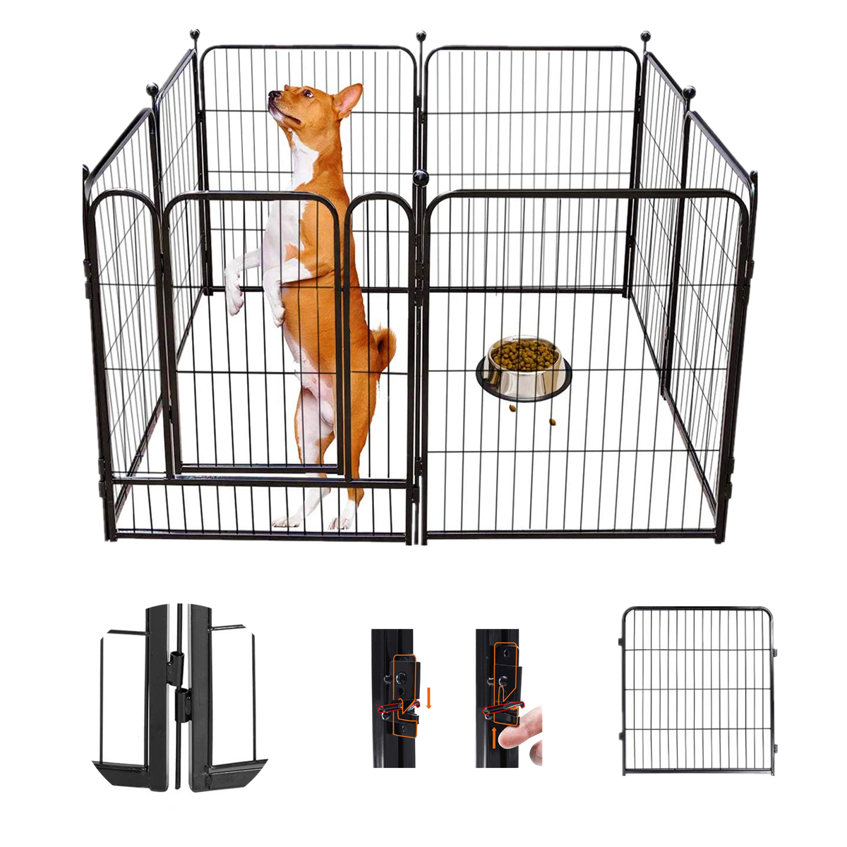 8 panel hondenbox heavy duty metalen puppy pen hek behuizing 68x100cm