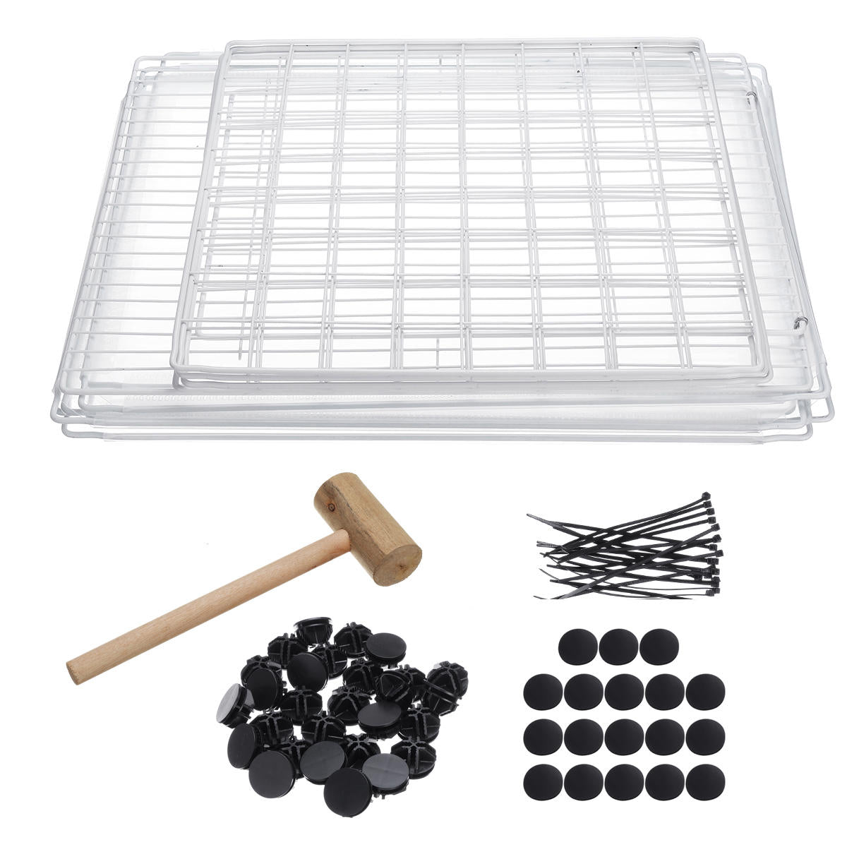 dhz grote kat villa thuis huisdier bed huisdier kooi witte draad hek hondenkennel anti-skip kat hek plastic thuis houten hammer