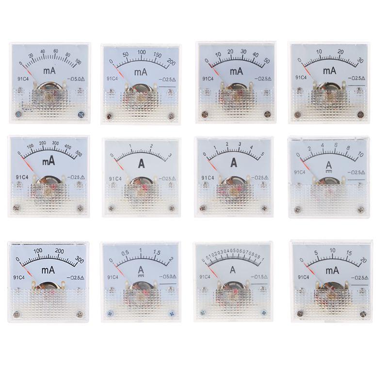 91c4 klasse 2.5 nauwkeurigheid dc 50ma 100ma 500ma 0-5a 10a ampère analoge paneelmeter ampèremeter