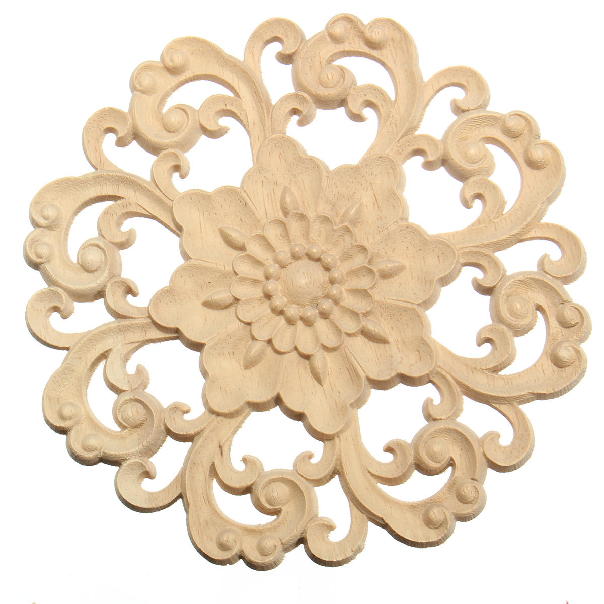 hout gesneden onlay stoffen unpainted bloem patroon meubilair frame deur decor 15cm
