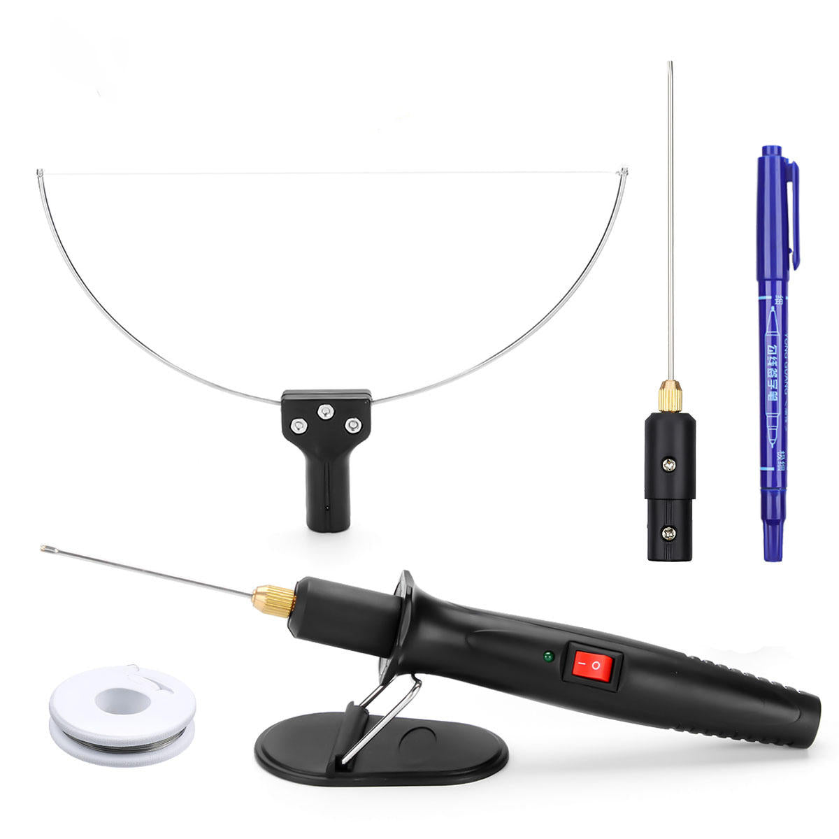 gochange 8 stuks schuim cutter elektrische snijmachine pen gereedschap kit 100-240v 18w piepschuim snijden pen uk plug