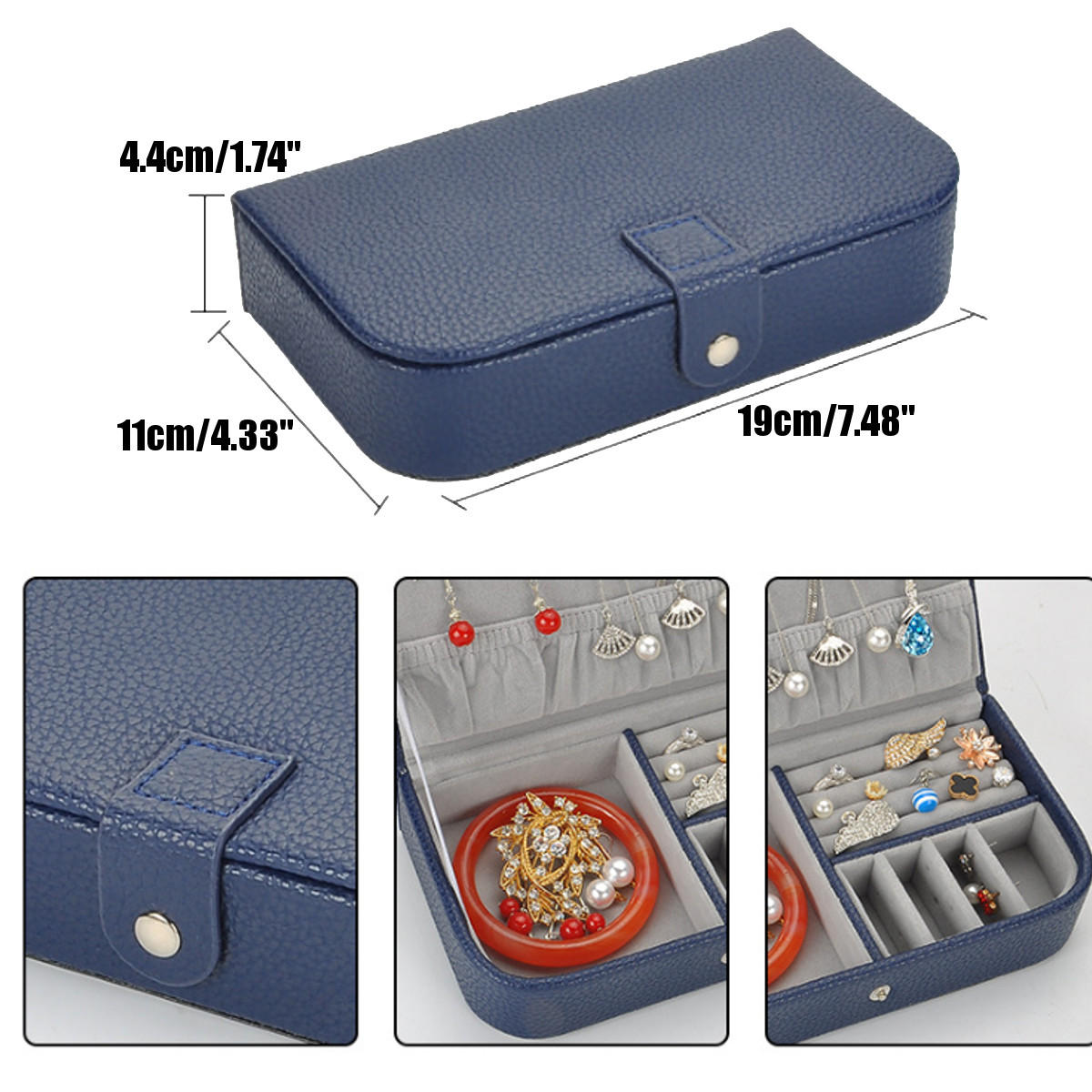 litchi patroon sieraden doos lederen oorbellen opbergkoffers voor meisje draagbare monolayer sieraden organiseren reizen kist