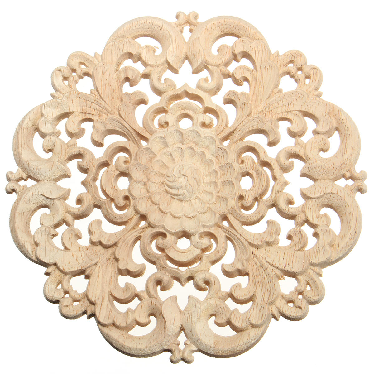 hout gesneden onlay stoffen unpainted bloem patroon meubilair frame deur decor 15cm
