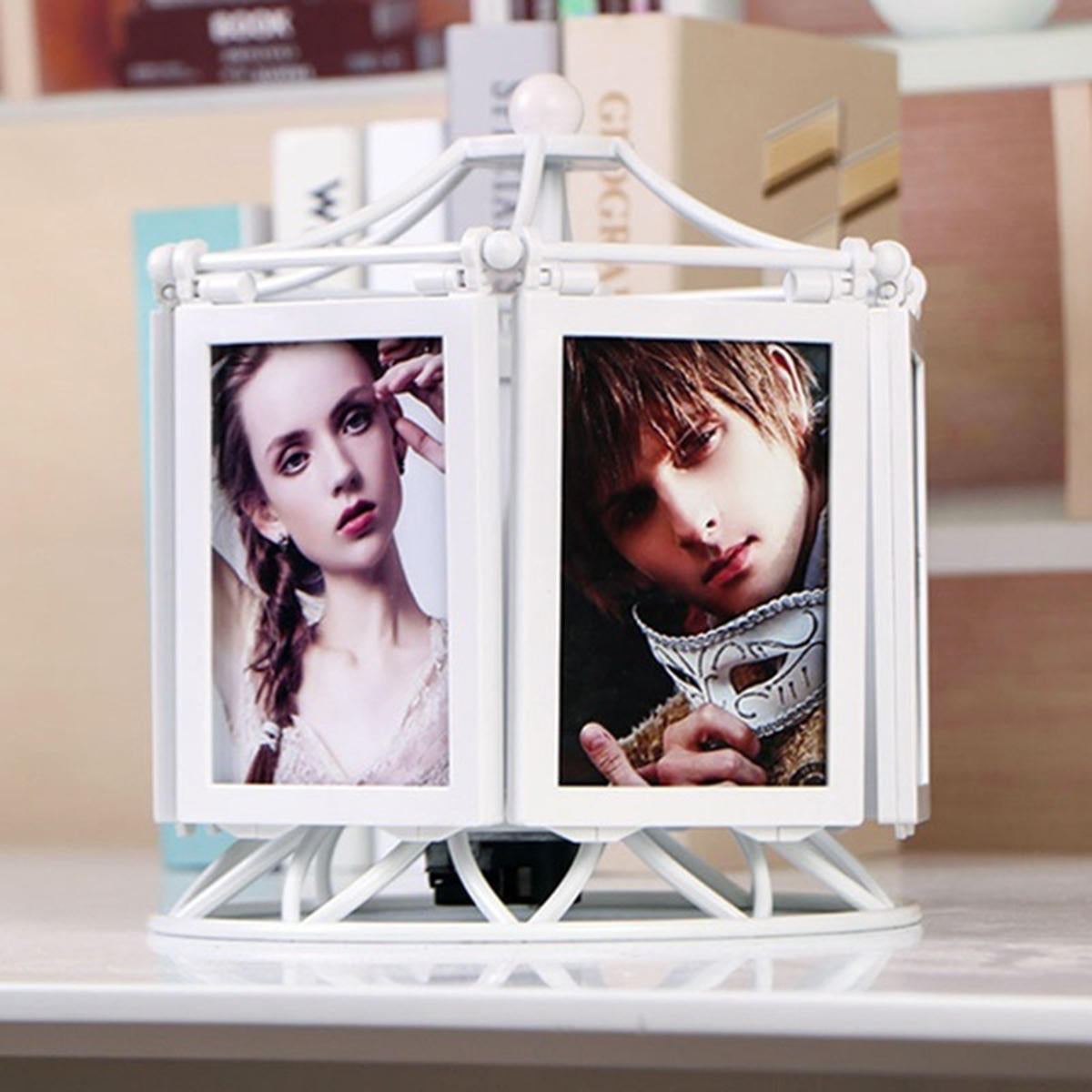 roterende muziekdoos fotolijst fotodisplay voor 12 fotos bruiloftsafstuderen