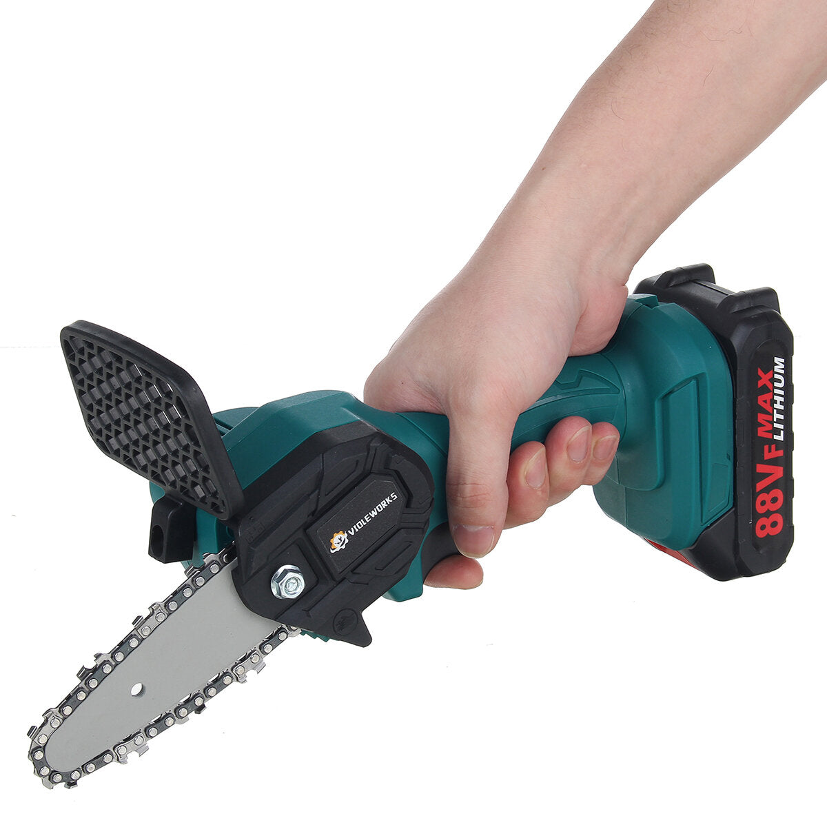 88 v draadloze elektrische zaag 4 inch eenhandige kettingzagen houtbewerking snijgereedschap w / 1 of 2 stuks batterij boom snoeischaar us plug