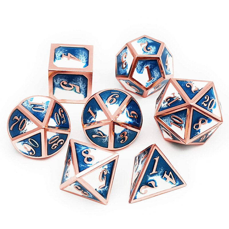 7 stuks polyedrale dobbelstenen zinklegering dobbelstenen set zware dobbelstenen voor rollenspel game dobbelstenen set: