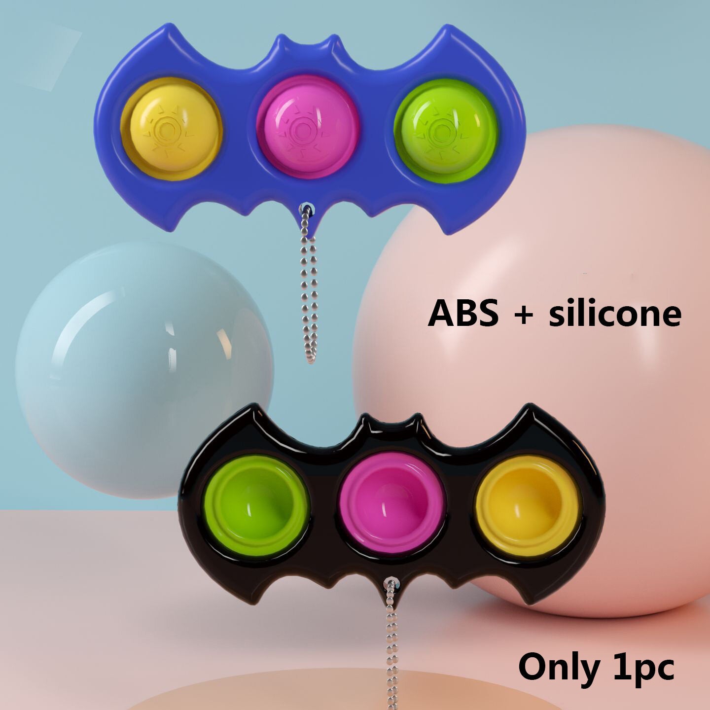 mini bat zintuiglijke fidget ontspanning stress anti-angst autisme hand edc gadget voor kinderen tiener volwassen push pop bubble sleutelhanger