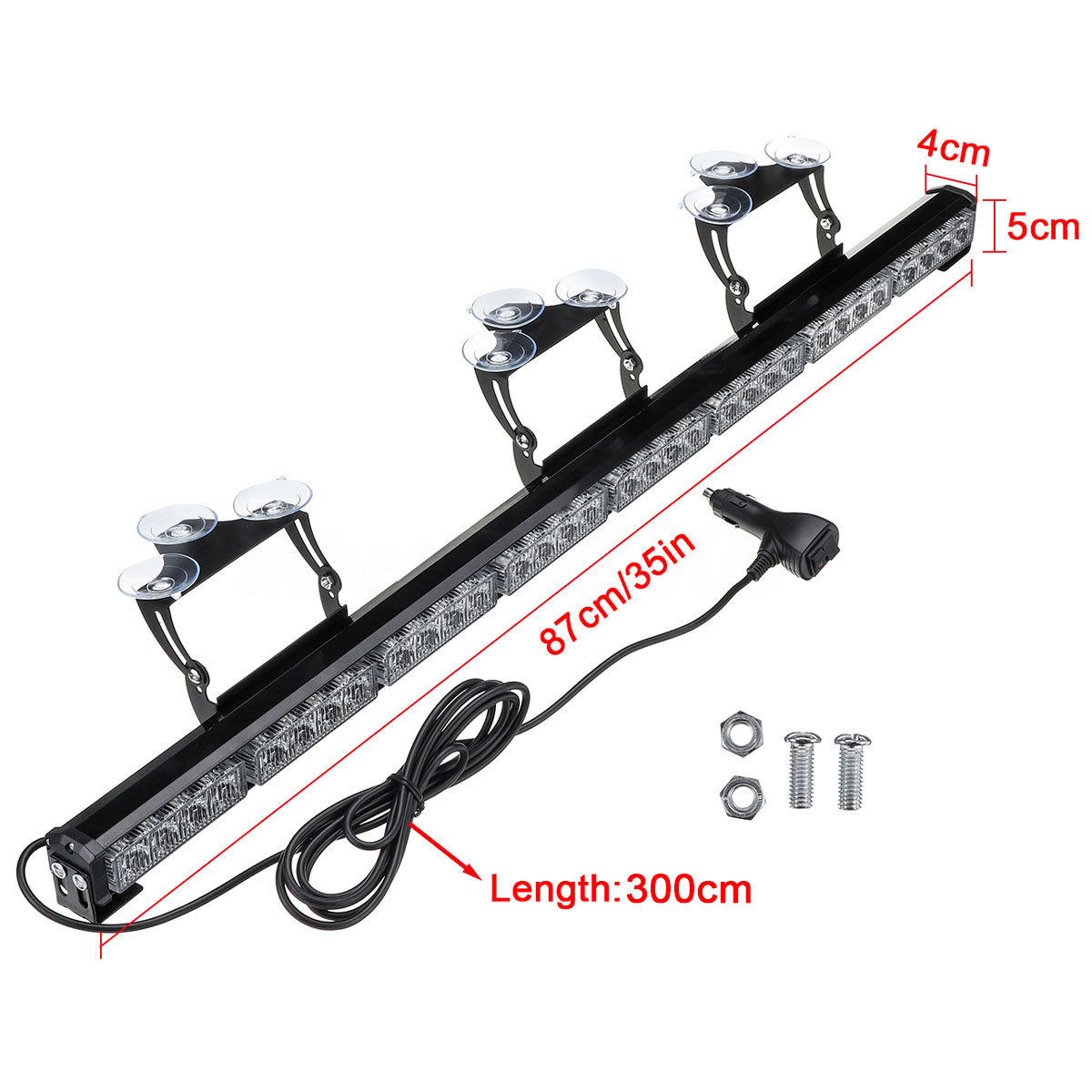 35 inch 32 led autodak voorruit noodgevaar waarschuwing flash stroboscooplampen bar met zuignap amber & wit