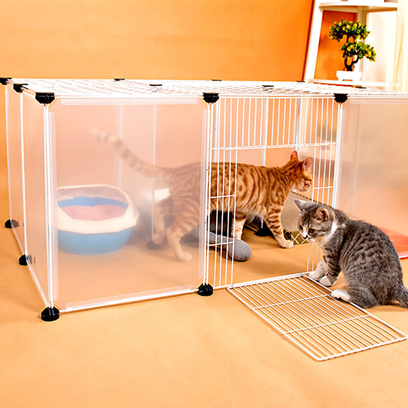 dhz grote kat villa thuis huisdier bed huisdier kooi witte draad hek hondenkennel anti-skip kat hek plastic thuis houten hammer