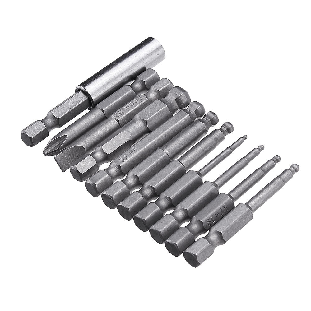 11 stuks 50mm magnetische bal schroevendraaier bit h1.5/2/2.5/3/4/5/6/8 ph2 sl6 schroevendraaier