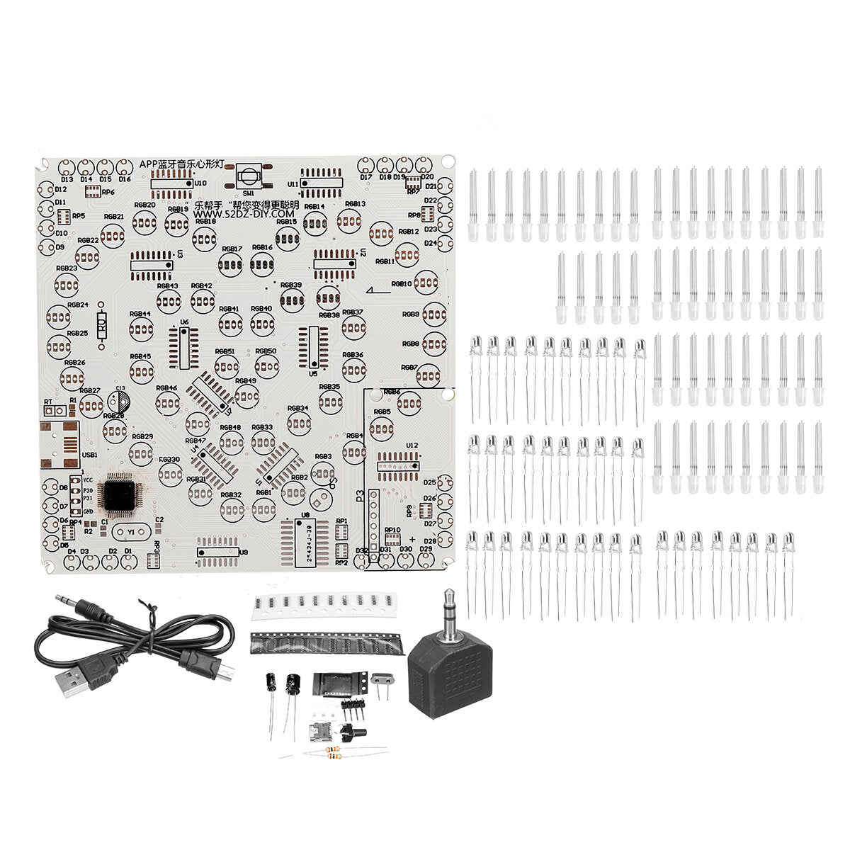 dhz full-color rgb hartvormige led knipperende kit elektronische kit