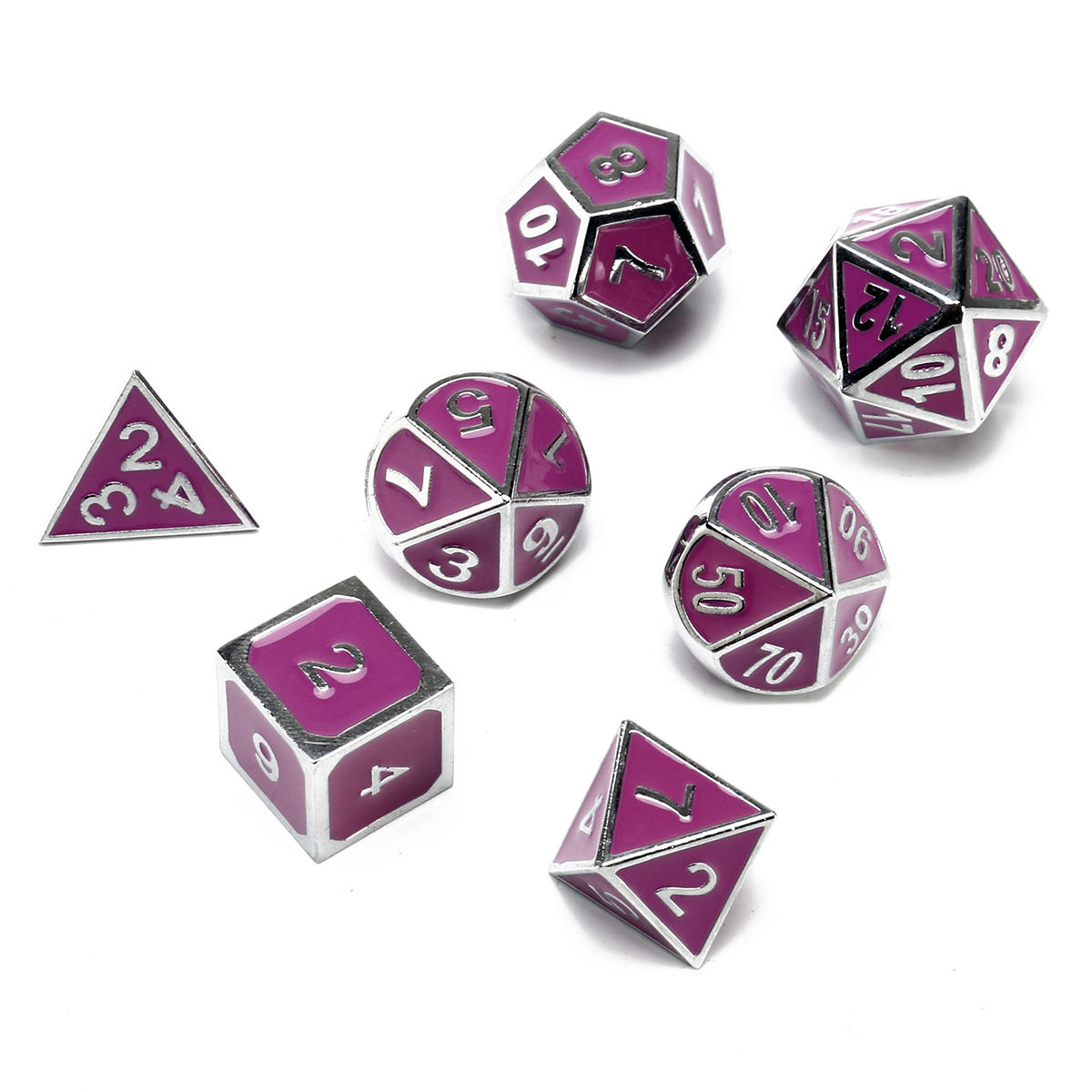 7-delige meerzijdige dobbelstenen heavy metal polyhedral-dobbelstenen set rollenspellen dobbelstenen met tas
