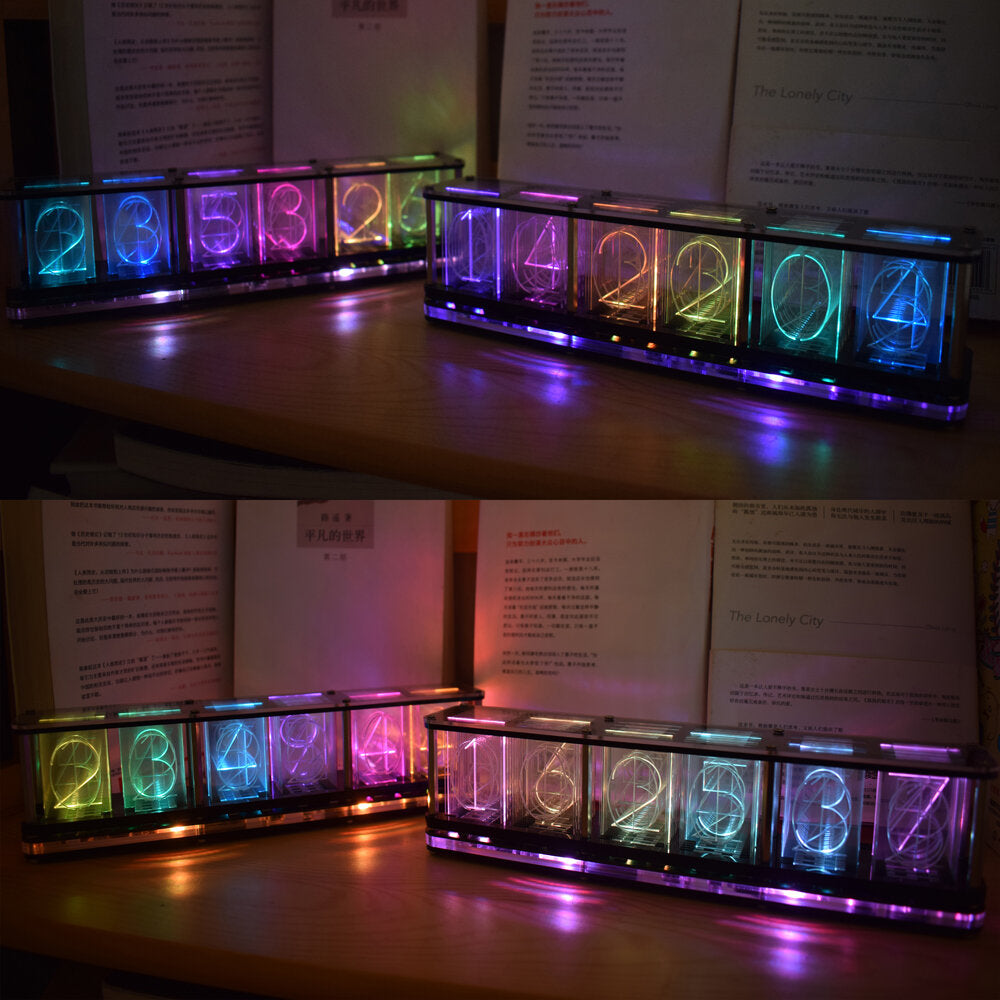 dhz imiteer glow clock kit full color rgb glow tube clock led music spectrum kit